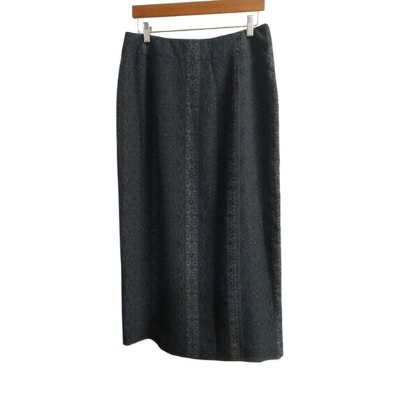 Liz Claiborne Black & Gray Floral Print Maxi Skirt Size 12 - Picture 8 of 9